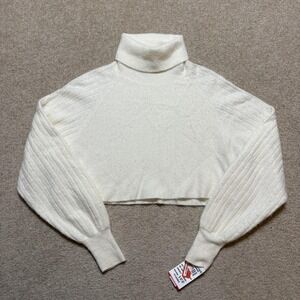 AllSaints Sweater Womens Medium White Margot Turtleneck Balloon Sleeve